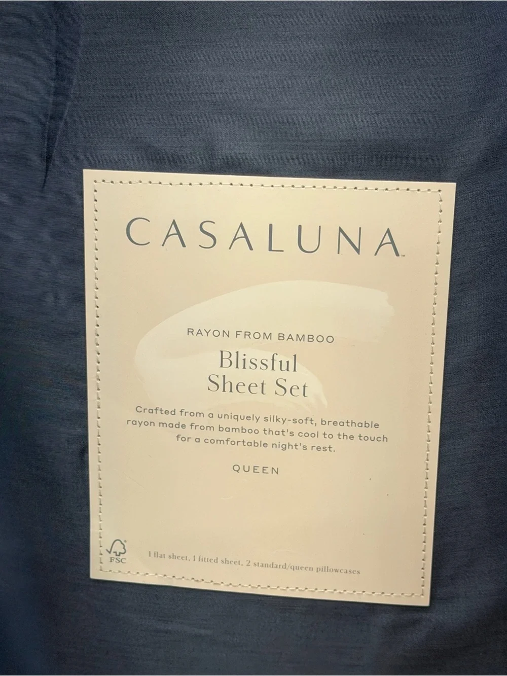 Casaluna Blissful Sheet Set Rayon from Bamboo Queen NWT Slate Blue